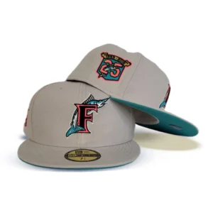 New Era Miami Marlins fitted hat cream, teal colorway - 25th Anniversary Fitted: New Era Celebrates Florida Marlins Milestone with Cream Of The Crop Release