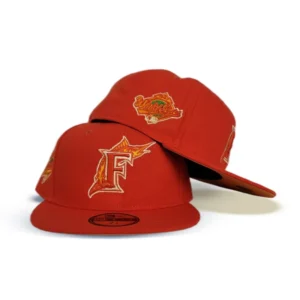 New Era Miami Marlins fitted hat orange colorway - 1997 World Series Fitted: New Era Drops Orange Marlins Championship Tribute
