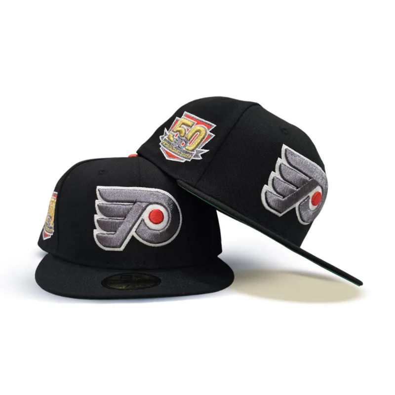 New Era Philadelphia Flyers fitted hat black, green colorway - 50th Anniversary Fitted: New Era Drops Glow-In-The-Dark Flyers Tribute