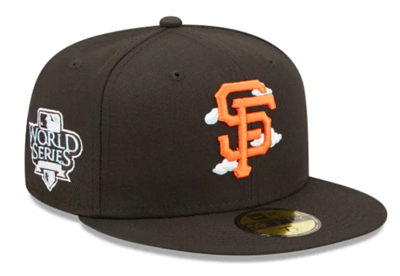 New Era New York Giants fitted hat black, blue colorway - 2010 World Series Fitted: New Era’s Comic Cloud Giants Championship Tribute