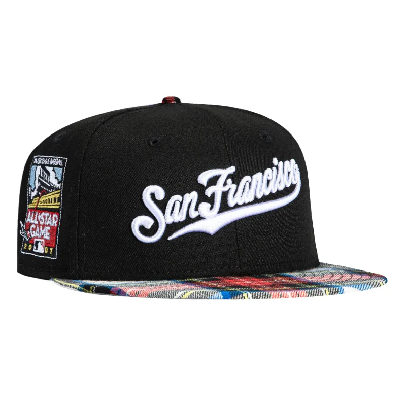 New Era New York Giants fitted hat Black, Red Flannel colorway - 2007 All-Star Fitted: New Era Drops Giants Script Hat in Premium Flannel