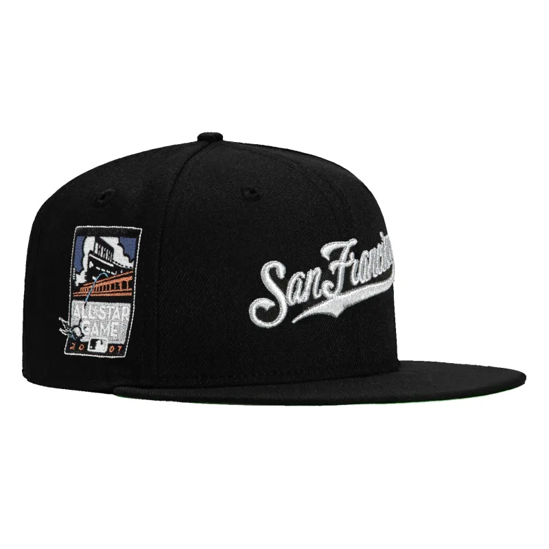 New Era New York Giants fitted hat Black, Metallic Silver colorway - 2007 All-Star Game Fitted: New Era Drops Giants Script Hat in Sleek Black and Silver