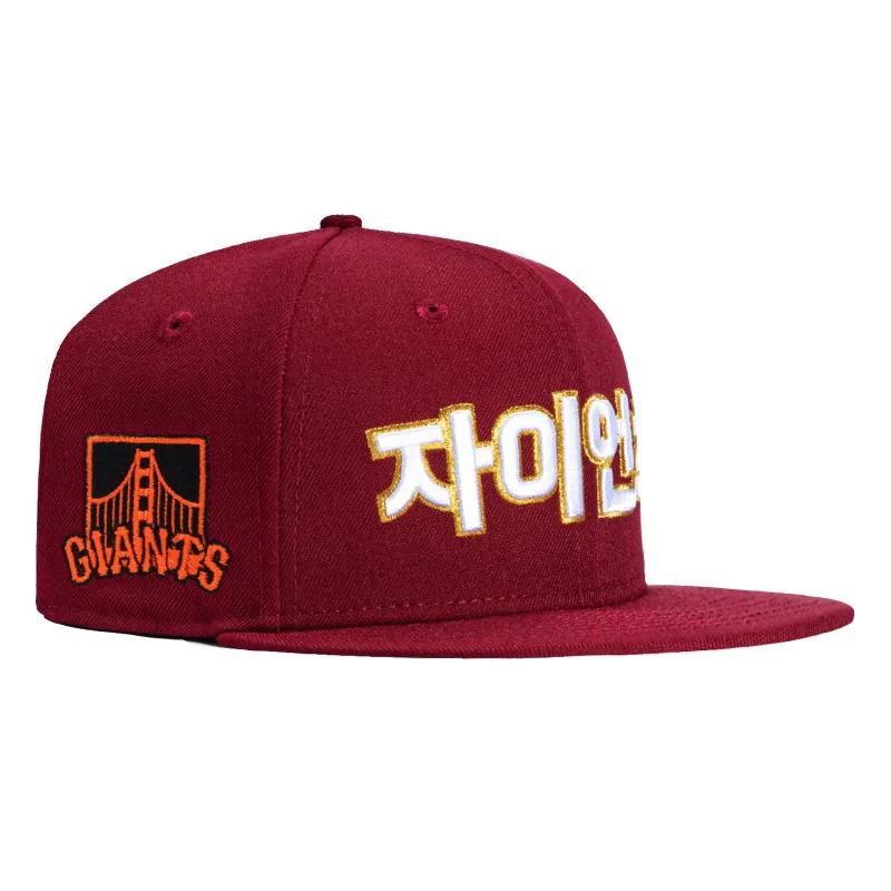 New Era New York Giants fitted hat Cardinal colorway - New Era Drops Clean Giants Fitted with Korean Script Details