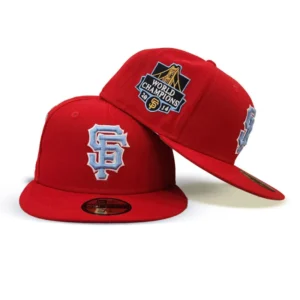 New Era New York Giants fitted hat gray, red colorway - New Era Giants Fitted Features 2014 World Champions Side Patch