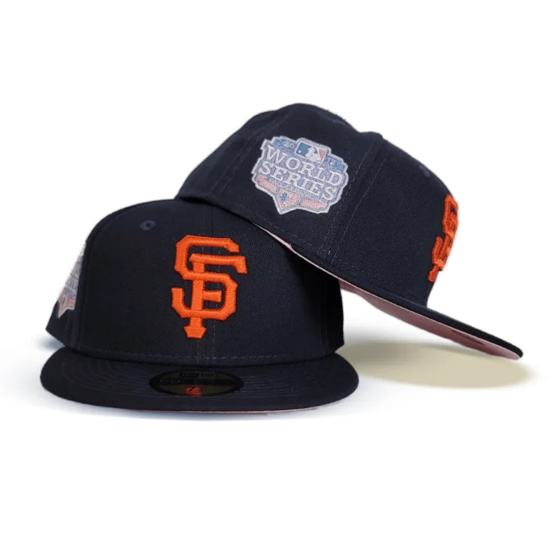 New Era New York Giants fitted hat navy, blue, pink colorway - 2012 World Series Fitted: New Era Drops Giants Championship Tribute with Pink Bottom Pop Sweat