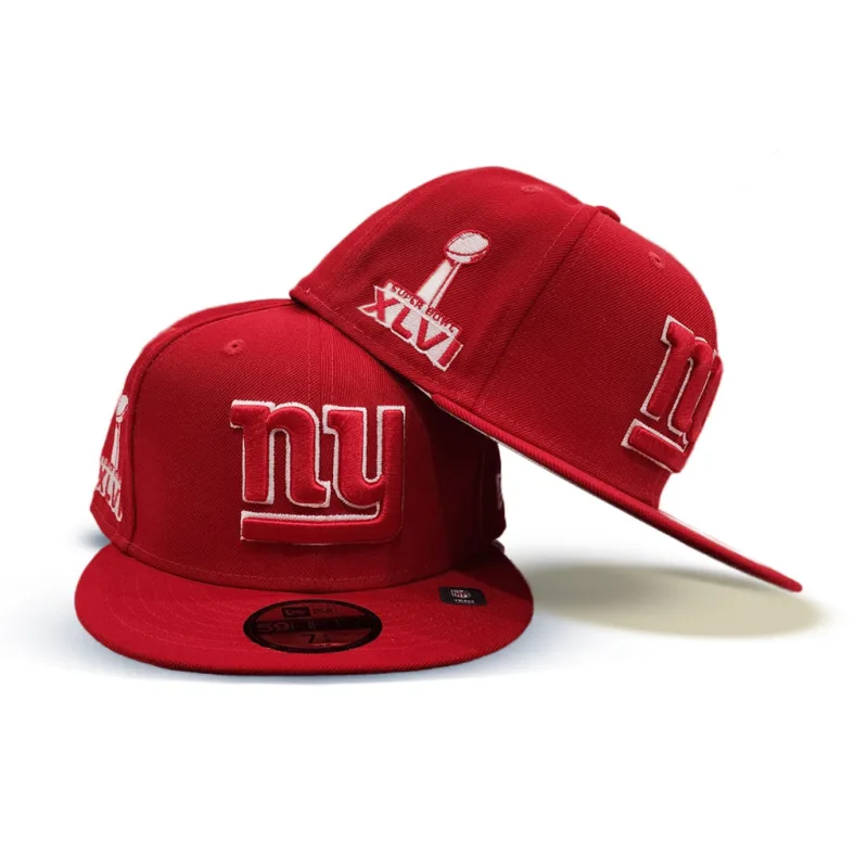 New Era New York Giants fitted hat gray, red colorway - Super Bowl XLVI Fitted: New Era Giants Championship Red and Gray Tribute