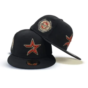 New Era Houston Astros fitted hat black, green colorway - Houston Astros Drop Clean Black Fitted with 45th Anniversary Side Patch