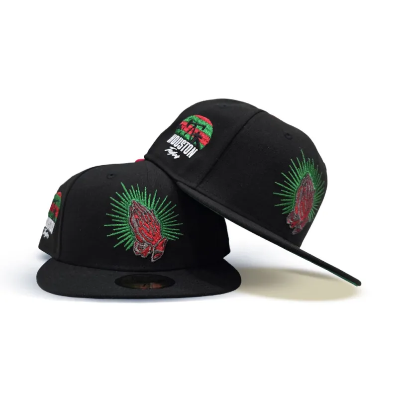 New Era Houston Astros fitted hat black, red, green colorway - New Era Drops Cultural Houston Astros Fitted with Praying Hands Patch