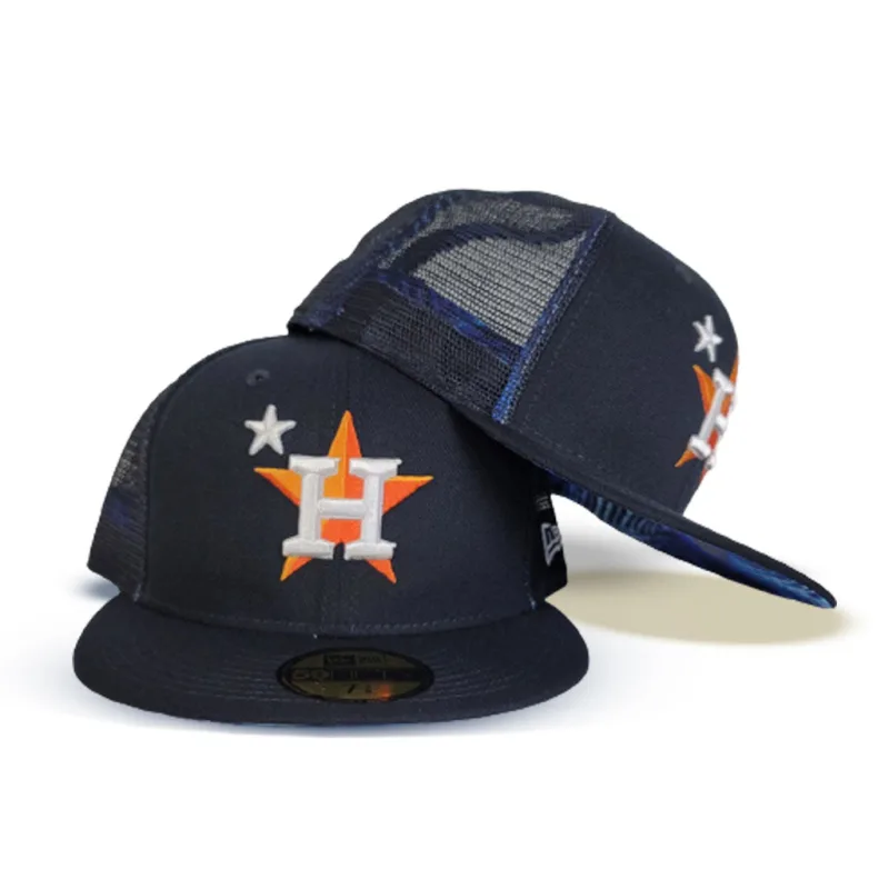 New Era Houston Astros fitted hat navy, blue colorway - New Era Drops Clean Navy Blue Astros Fitted with Mesh Design