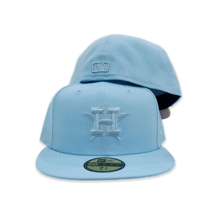 New Era Houston Astros fitted hat gray, blue colorway - Houston Astros Sky Blue Fitted Brings Tonal Vibes to Your Collection