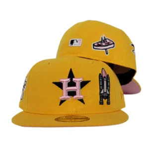 New Era Houston Astros fitted hat pink, yellow colorway - Houston Astros Taxi Yellow Fitted Brings Bold Summer Vibes