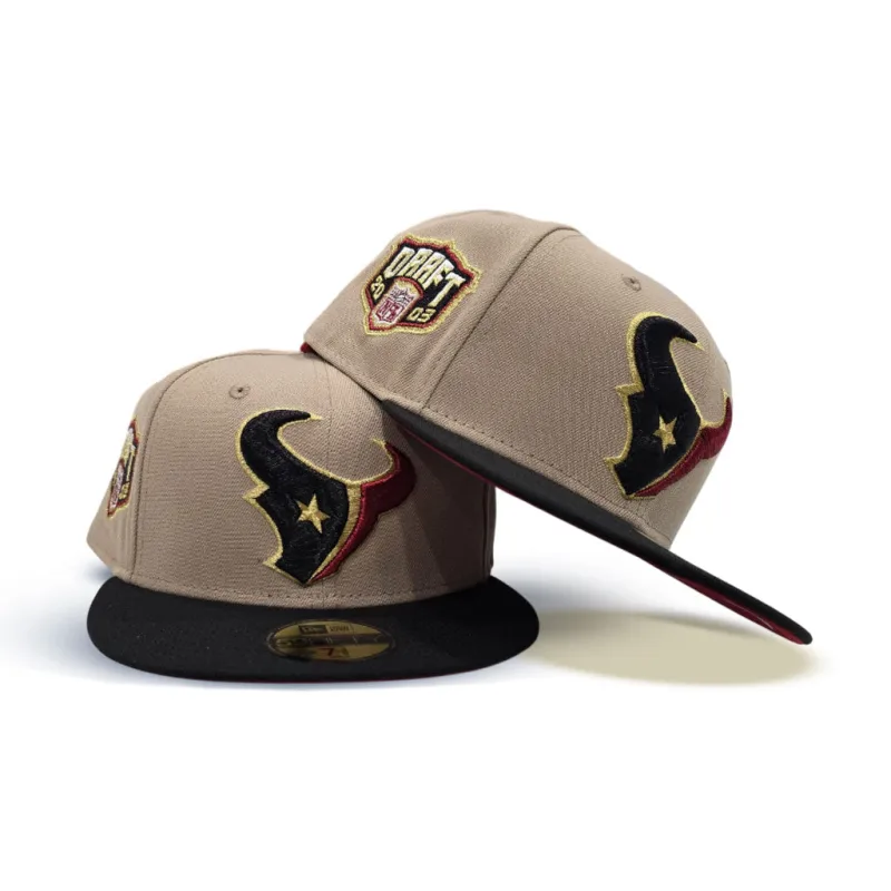New Era fitted hat black, red, camel colorway - New Era Drops Fire Houston Texans Fitted with 2003 NFL Draft Patch