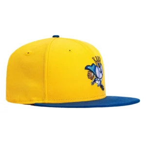 New Era Kansas City Royals fitted hat Gold, Royal colorway - New Era Drops Clean Royals Fitted with Mr. Royal Pitch Design