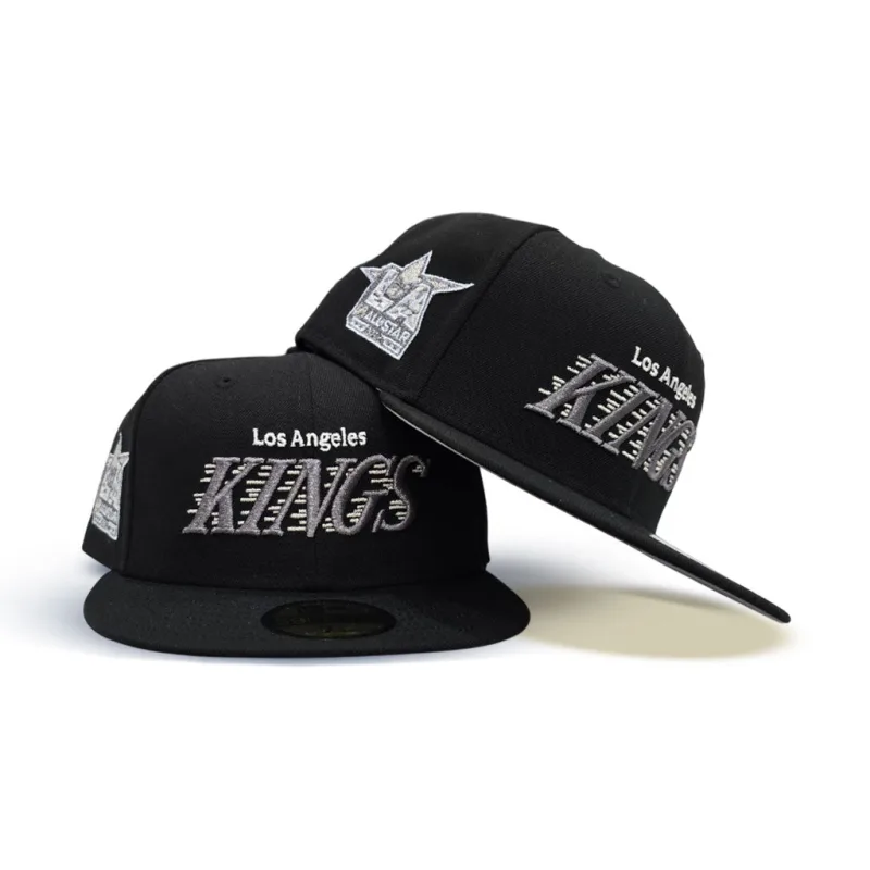 New Era Los Angeles Kings fitted hat black, gray colorway - Los Angeles Kings Drop Sharp Black Fitted with 2017 All Star Game Patch