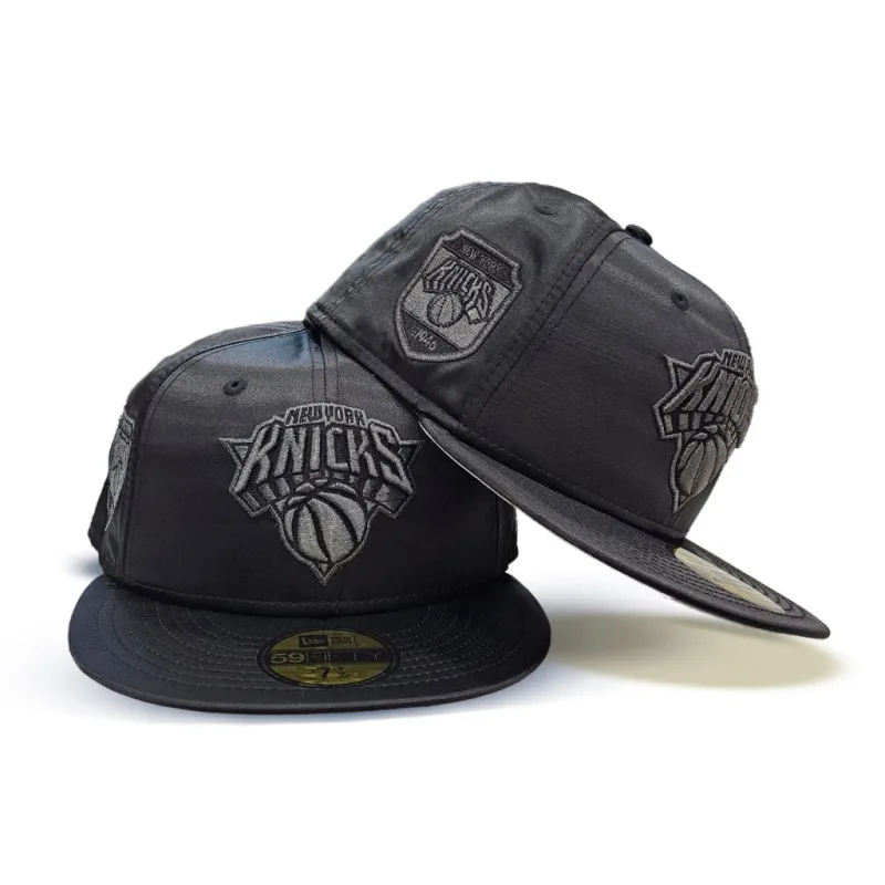 New Era New York Knicks fitted hat black, gray colorway - New Era Drops Sleek Knicks Fitted with 1946 Side Patch