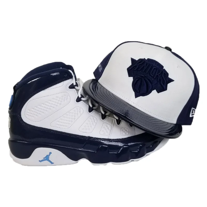 New Era New York Knicks fitted hat navy, white colorway - New Era Drops Clean Knicks Fitted Perfect for Jordan 9 White Navy