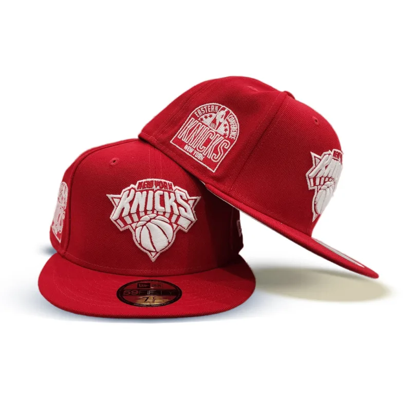 New Era New York Knicks fitted hat gray, red colorway - New Era Drops Clean Knicks Fitted with Eastern Conference Side Patch