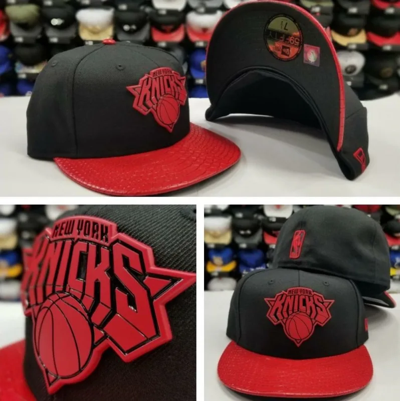 New Era New York Knicks fitted hat red colorway - New York Knicks Get Fresh Red Fitted with Metal Badge Logo