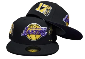 New Era Los Angeles Lakers fitted hat black, purple colorway - Lakers Fitted Gets Championship Treatment with 17X Trophy Side Patch