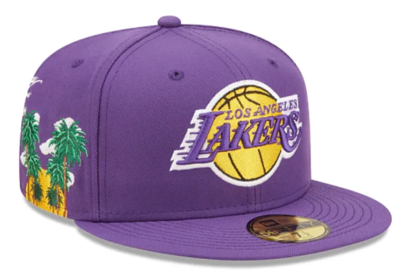 New Era Los Angeles Lakers fitted hat gray, purple colorway - New Era Lakers Fitted Features Clean Gray and Purple Cloud Icons Design