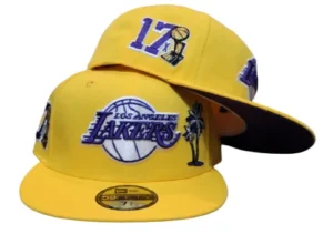New Era Los Angeles Lakers fitted hat purple, yellow colorway - Lakers Drop Championship Fitted with 17X Trophy Side Patch