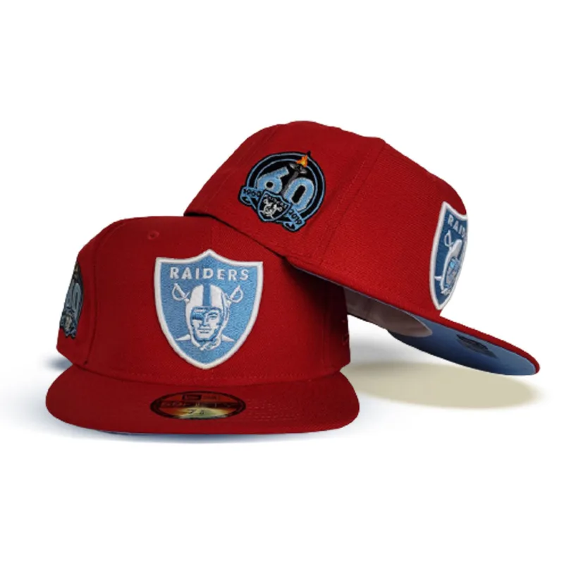 New Era Las Vegas Raiders fitted hat red, blue colorway - Raiders 60th Anniversary Fitted: New Era Celebrates Six Decades of Silver and Black Legacy