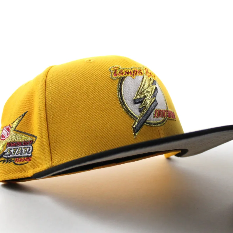New Era Tampa Bay Lightning fitted hat Gold Black Gray Under brim colorway - 1999 NHL All-Star Fitted: New Era Honors Tampa Bay’s Historic Host Moment