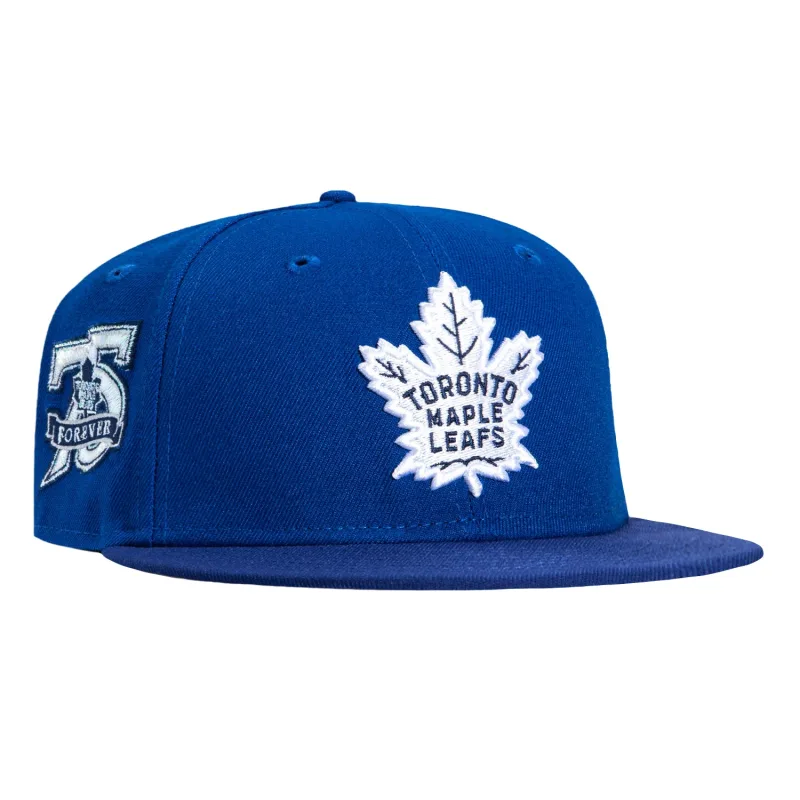 New Era Toronto Maple Leafs fitted hat Royal, Royal colorway - Diamond Anniversary Fitted: New Era’s Blue Ice Toronto Maple Leafs 75th Anniversary Tribute