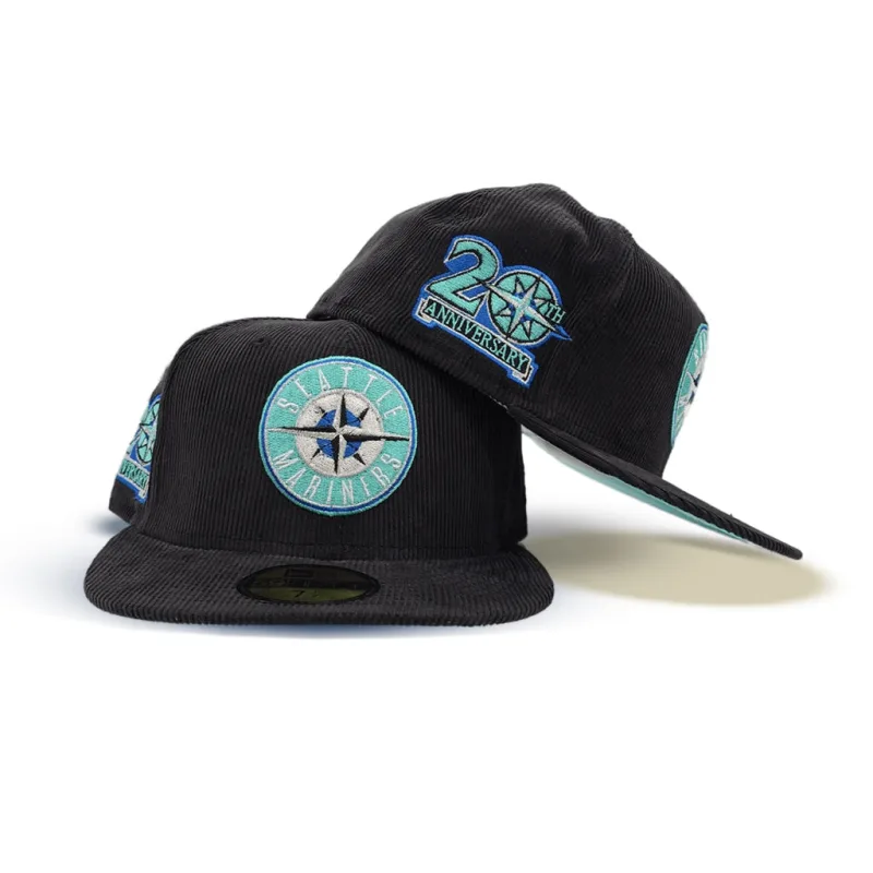 New Era Seattle Mariners fitted hat black, green colorway - Seattle Mariners 20th Anniversary Fitted: New Era Drops Mint Green Corduroy Tribute