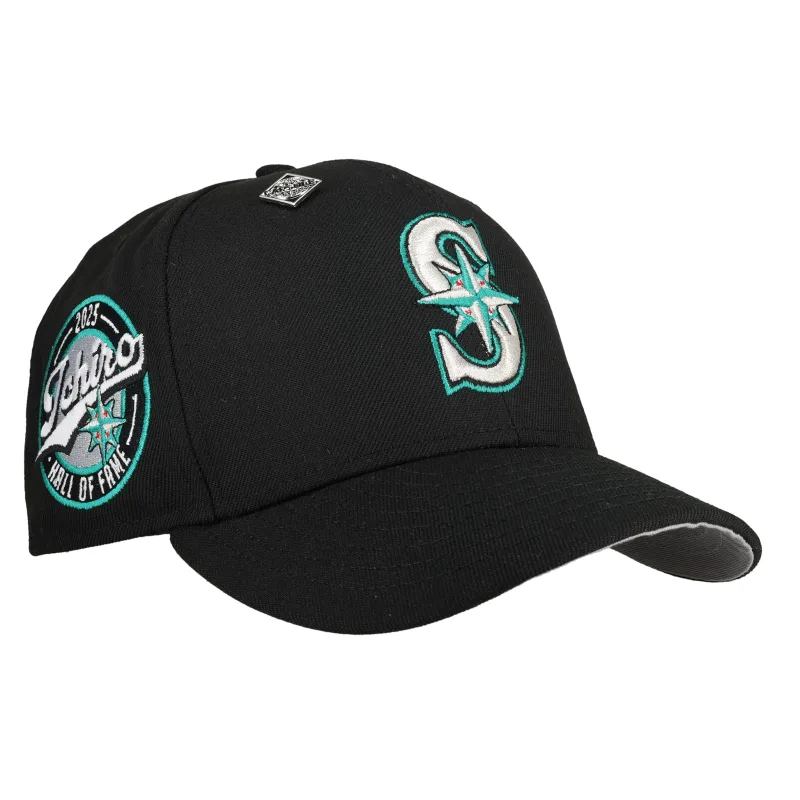 New Era Seattle Mariners fitted hat black, grey colorway - New Era Drops Clean Mariners Fitted Honoring Ichiro’s Hall of Fame Legacy
