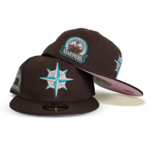 New Era Seattle Mariners fitted hat pink, brown colorway - Mariners 30th Anniversary Fitted: New Era’s Brown and Pink Tribute to Seattle’s Historic 1993 Season