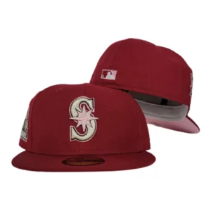 New Era Seattle Mariners fitted hat pink, burgundy colorway - 30th Anniversary Fitted: New Era’s Burgundy Mariners Pink Bottom Celebrates Three Decades