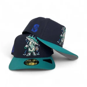 New Era Los Angeles Dodgers fitted hat navy, gray, green, teal, olive colorway - New Era Drops Clean Mariners Fitted with Cartoon Pack Vibes