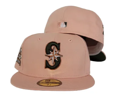 New Era Seattle Mariners fitted hat green, olive colorway - Mariners 20th Anniversary Fitted: New Era Celebrates Two Decades with Peach and Olive Green Tribute