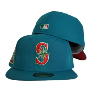 New Era Seattle Mariners fitted hat red, green colorway - 40th Anniversary Fitted: New Era Drops Glow In The Green Mariners Tribute
