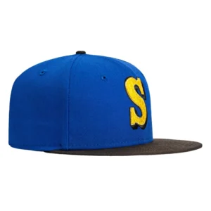 New Era Seattle Mariners fitted hat Royal, Brown colorway - New Era Drops Sweet Mariners Fitted with Honey Comb Fill Design
