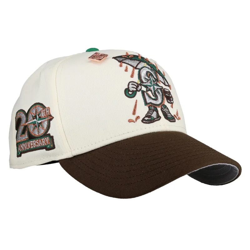 New Era Seattle Mariners fitted hat white, grey colorway - 20th Anniversary Fitted: New Era Celebrates Seattle Mariners Milestone with Cartoon Coffee Design