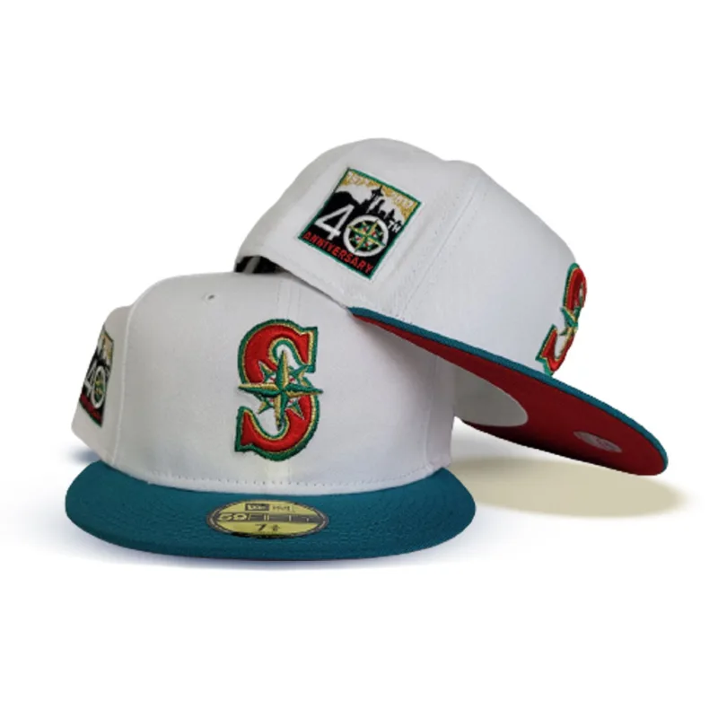 New Era Seattle Mariners fitted hat white, red colorway - 40th Anniversary Fitted: New Era Celebrates Mariners’ Four Decades in Seattle