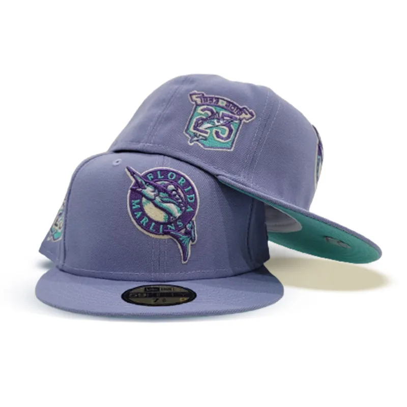 New Era Miami Marlins fitted hat teal colorway - Silver Anniversary Fitted: New Era Drops Lavender Marlins 25th Anniversary Tribute