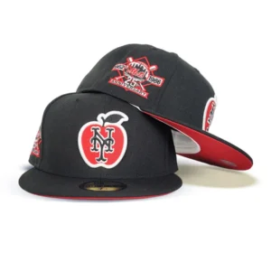 New Era New York Mets fitted hat black, red colorway - 25th Anniversary Fitted: New Era Drops Black Mets 59FIFTY with Red Bottom Tribute