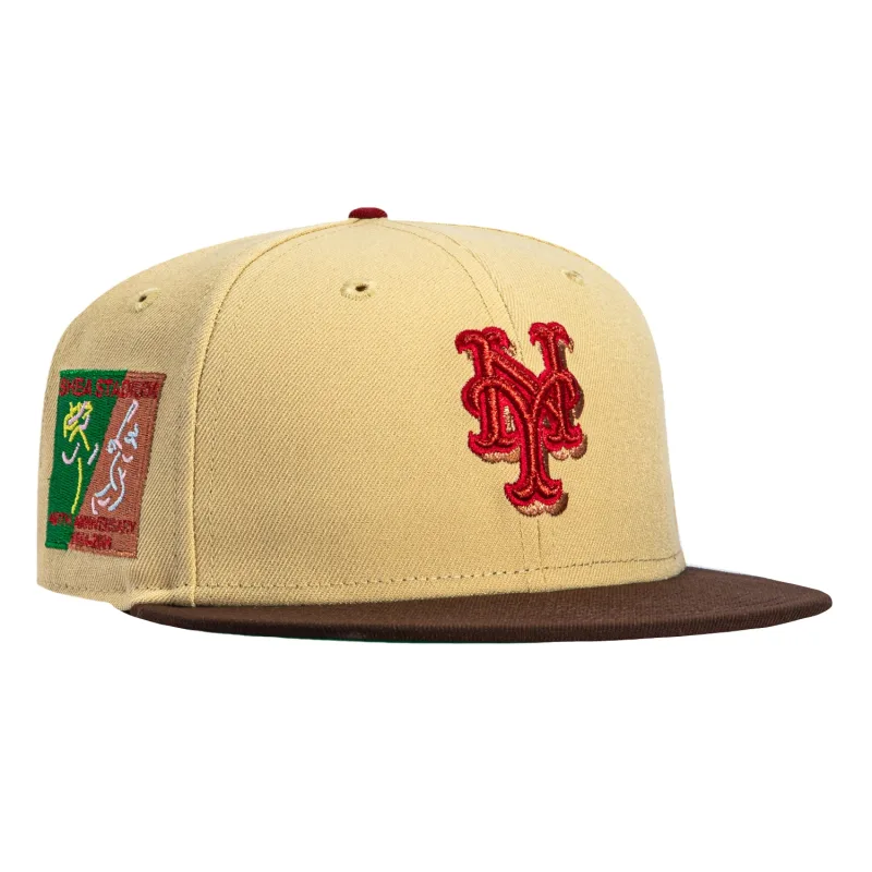 New Era New York Mets fitted hat Khaki, Brown, Red colorway - Shea Stadium Anniversary Fitted: New Era Celebrates Mets 40th Milestone in Earth Tones