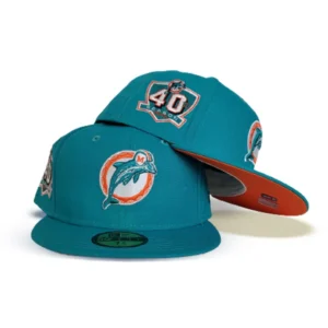 New Era Miami Dolphins fitted hat black, orange, teal colorway - Miami Dolphins Drop Fire Fitted with 40th Season Patch