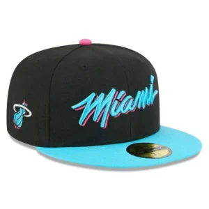 New Era Miami Heat fitted hat Men's colorway - Miami Heat City Edition Fitted Drops in Clean All-Black Colorway
