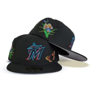 New Era Miami Marlins fitted hat black, gray colorway - Miami Marlins Fitted Gets the Black Felt Treatment from New Era