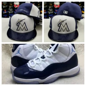 New Era Miami Marlins fitted hat navy, midnight navy colorway - New Era Drops Clean Miami Marlins Fitted in Midnight Navy