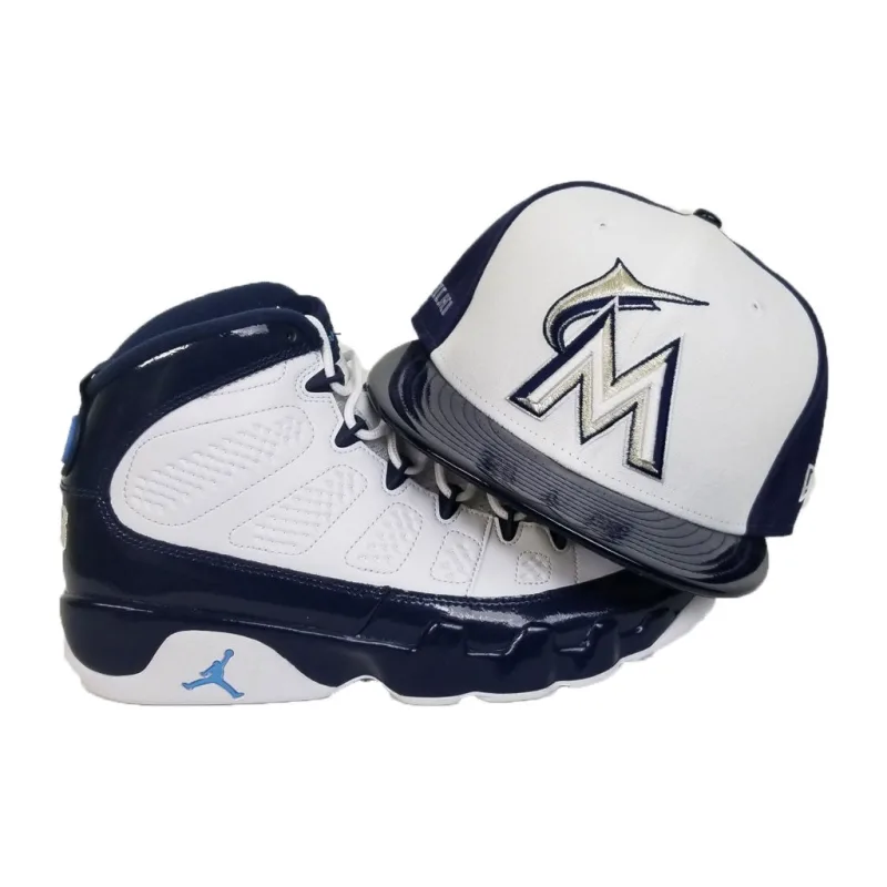New Era Miami Marlins fitted hat navy, white colorway - New Era Drops Clean Miami Marlins Fitted Perfect for Jordan 9 Collectors