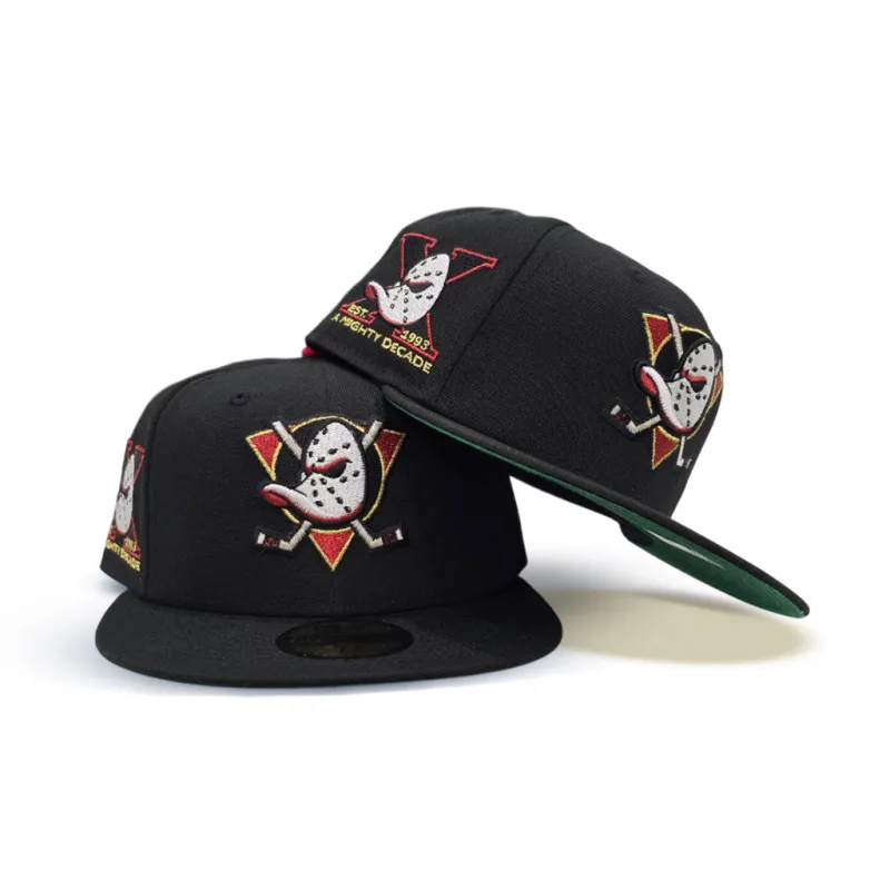 New Era Anaheim Ducks fitted hat black, green colorway - New Era Drops Nostalgic Mighty Ducks Fitted with ‘Mighty Decade’ Side Patch