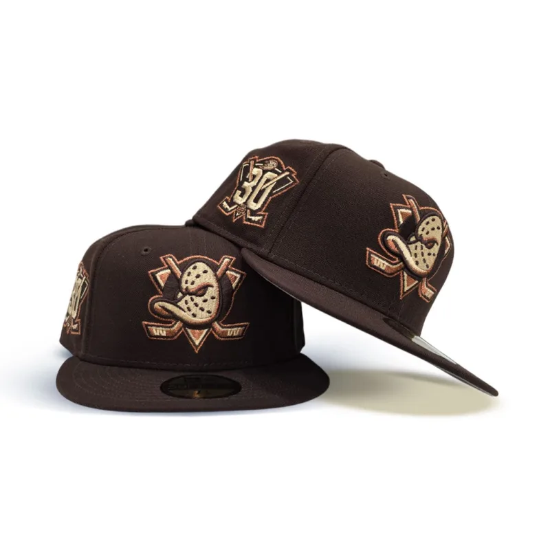 New Era Anaheim Ducks fitted hat gray, brown colorway - Mighty Ducks 30th Anniversary Fitted: New Era Celebrates Three Decades of Anaheim Hockey History