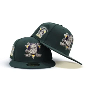 New Era Anaheim Ducks fitted hat gray, green colorway - Mighty Ducks Inaugural Season Fitted: New Era Drops 1993-94 Dark Green Tribute