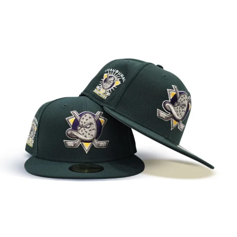 New Era Anaheim Ducks fitted hat gray, green colorway - Mighty Ducks Inaugural Season Fitted: New Era Drops 1993-94 Dark Green Tribute